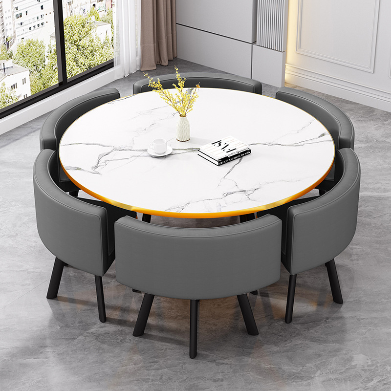 Store reception desk and chairs